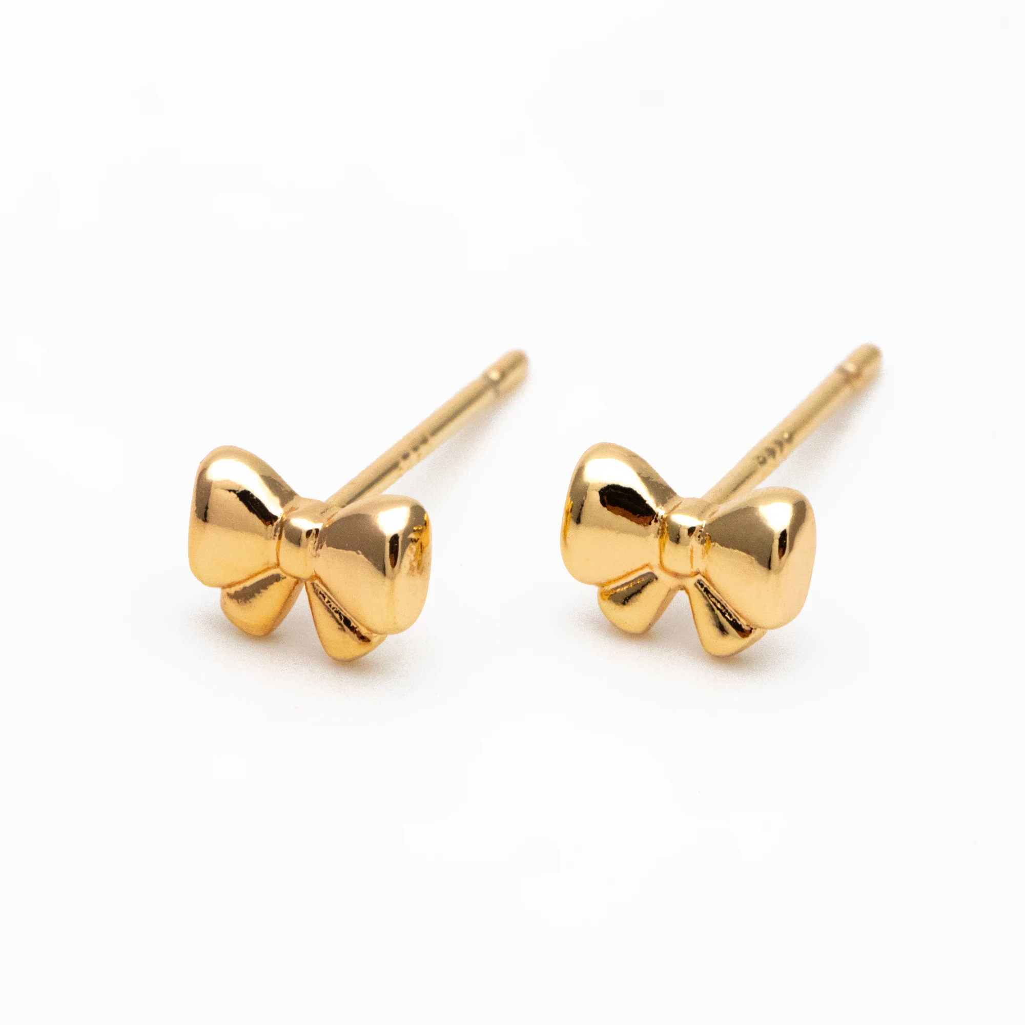 

10pcs Gold Tiny Bowknot Earrings, 18K Real Gold Plated Brass, Minimalist Bow Knot Stud Earring (GB-4257)
