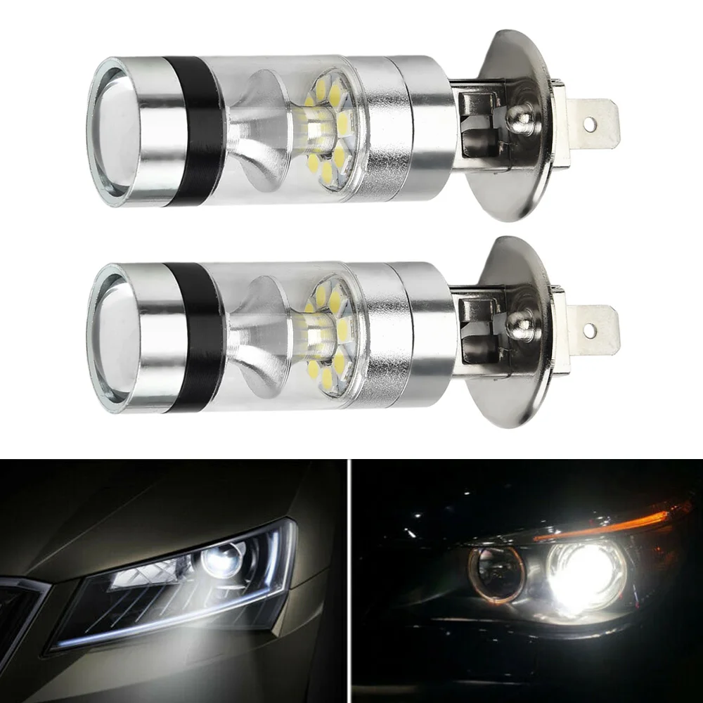 

Durable New Portable Useful LED Headlight 100W 12-24V 20-SMD 6000K Driving H1 Light Replacement Wear-resistant