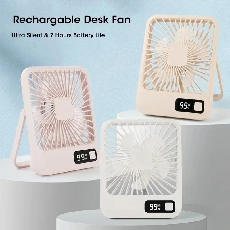 

2000mAh Small Desktop Fan Super Silent Strong Air Flow Office Fan USB Charging Strong Air Flow Cooling Fan with 5-speed