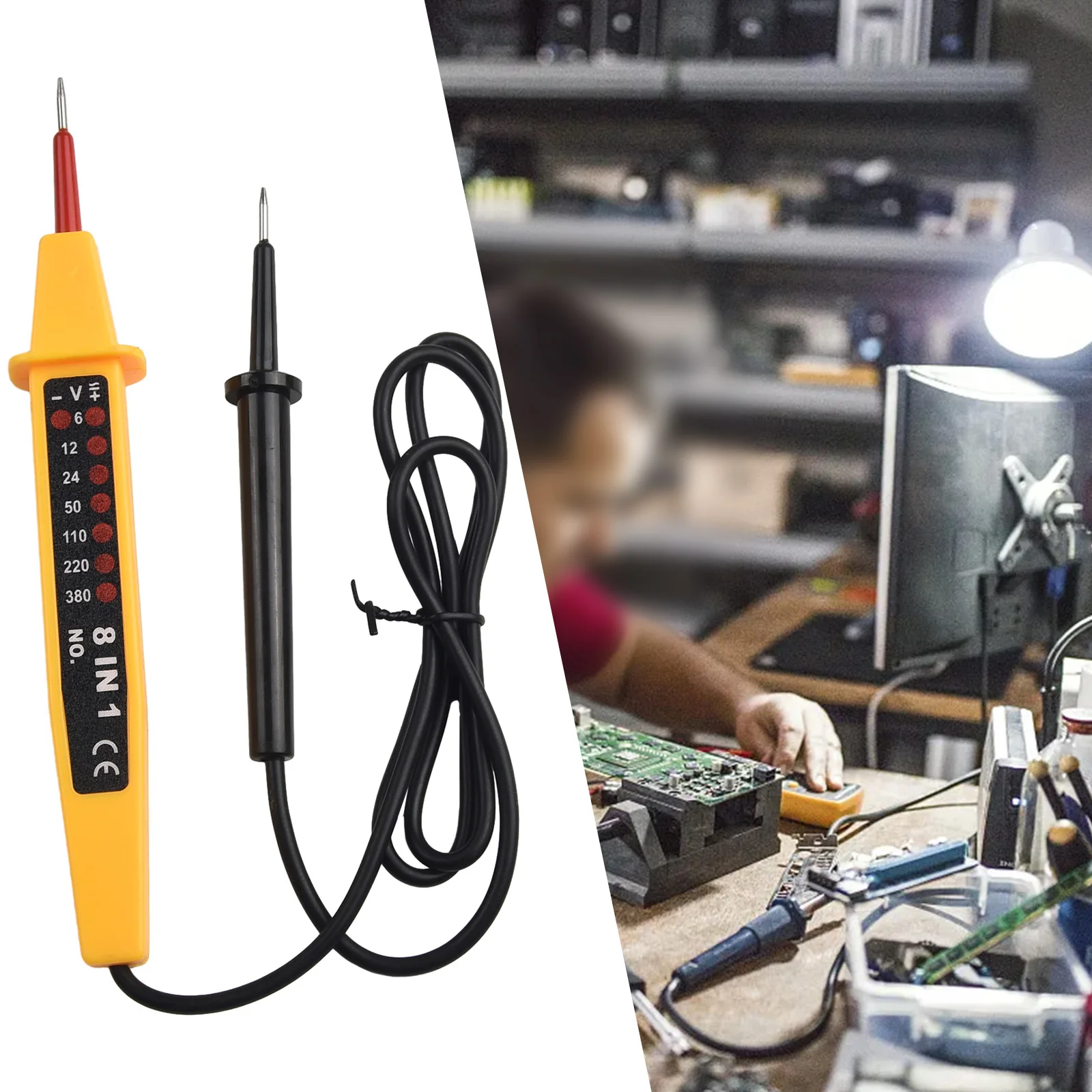 8 In1 Voltage Tester Voltage Tester Material Metal Plastic 110 - 220 - 380VAC Frequency Range 6-12 - 24 - 50VDC
8 In1 Voltage Tester Voltage Tester Material Metal Plastic 110 - 220 - 380VAC Frequency Range 6-12 - 24 - 50VDC