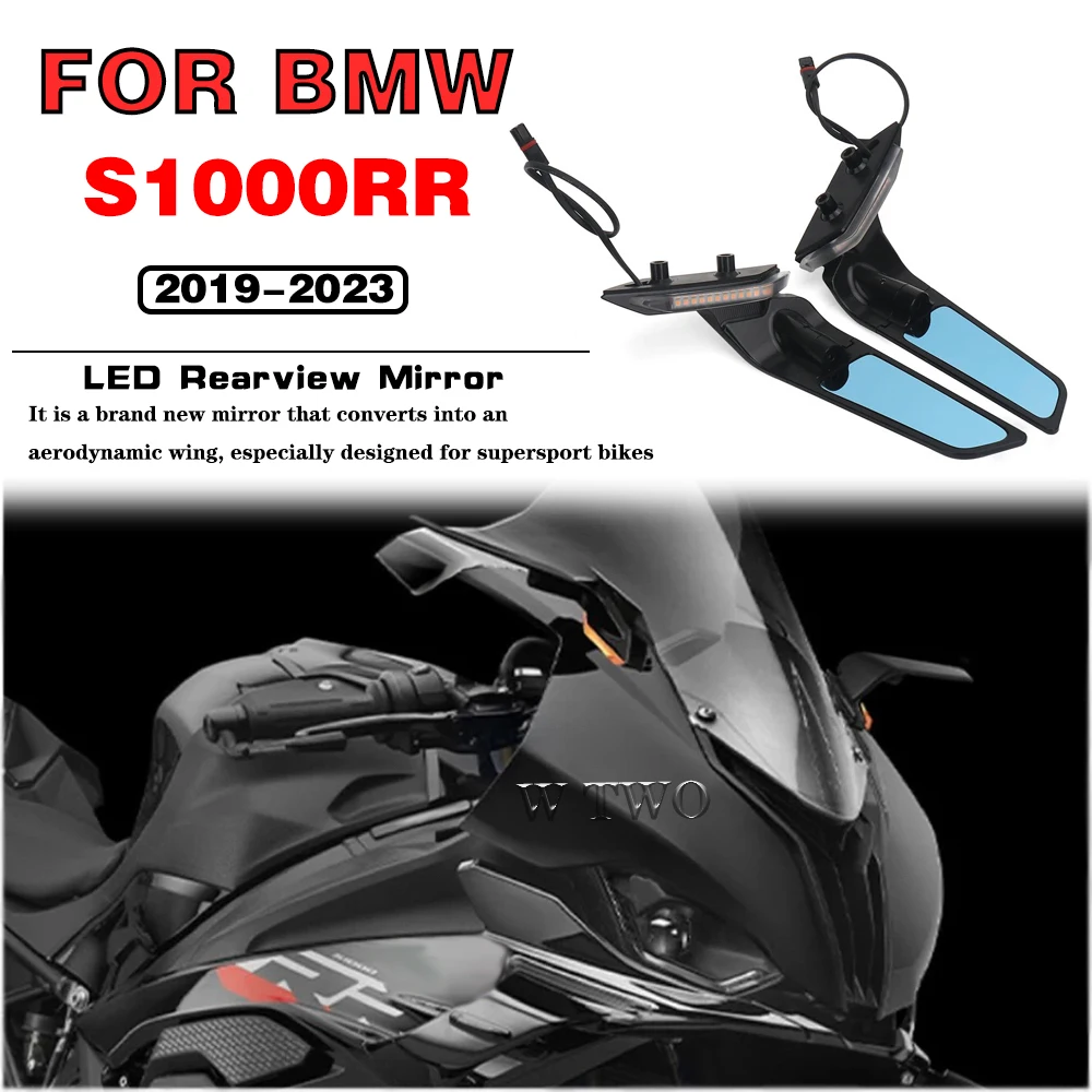 

Motorcycles Wind Wing Adjustable Rotating Rearview Mirror With LED Light For BMW S1000 RR S 1000 RR S1000RR s1000rr 2019-2023