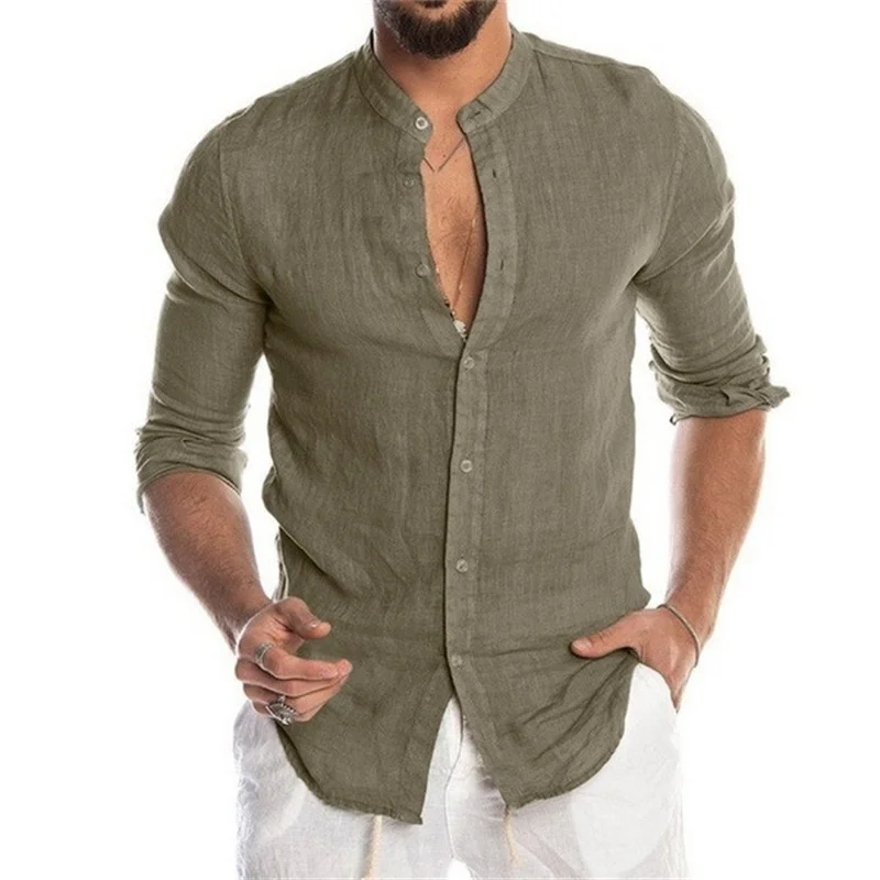 New Men's Fashion Casual Solid Color Shirt Pullover Button Linen Cotton Comfortable Daily Top Long Sleeve Shirt
New Men's Fashion Casual Solid Color Shirt Pullover Button Linen Cotton Comfortable Daily Top Long Sleeve Shirt