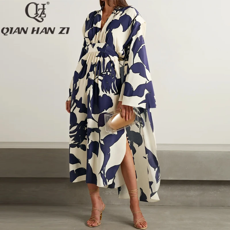 QHZ Designer ashionable detachable cape long dress woman Bat sleeve picture printing Slim Vacation luxury Vintage Maxi dress
QHZ Designer ashionable detachable cape long dress woman Bat sleeve picture printing Slim Vacation luxury Vintage Maxi dress