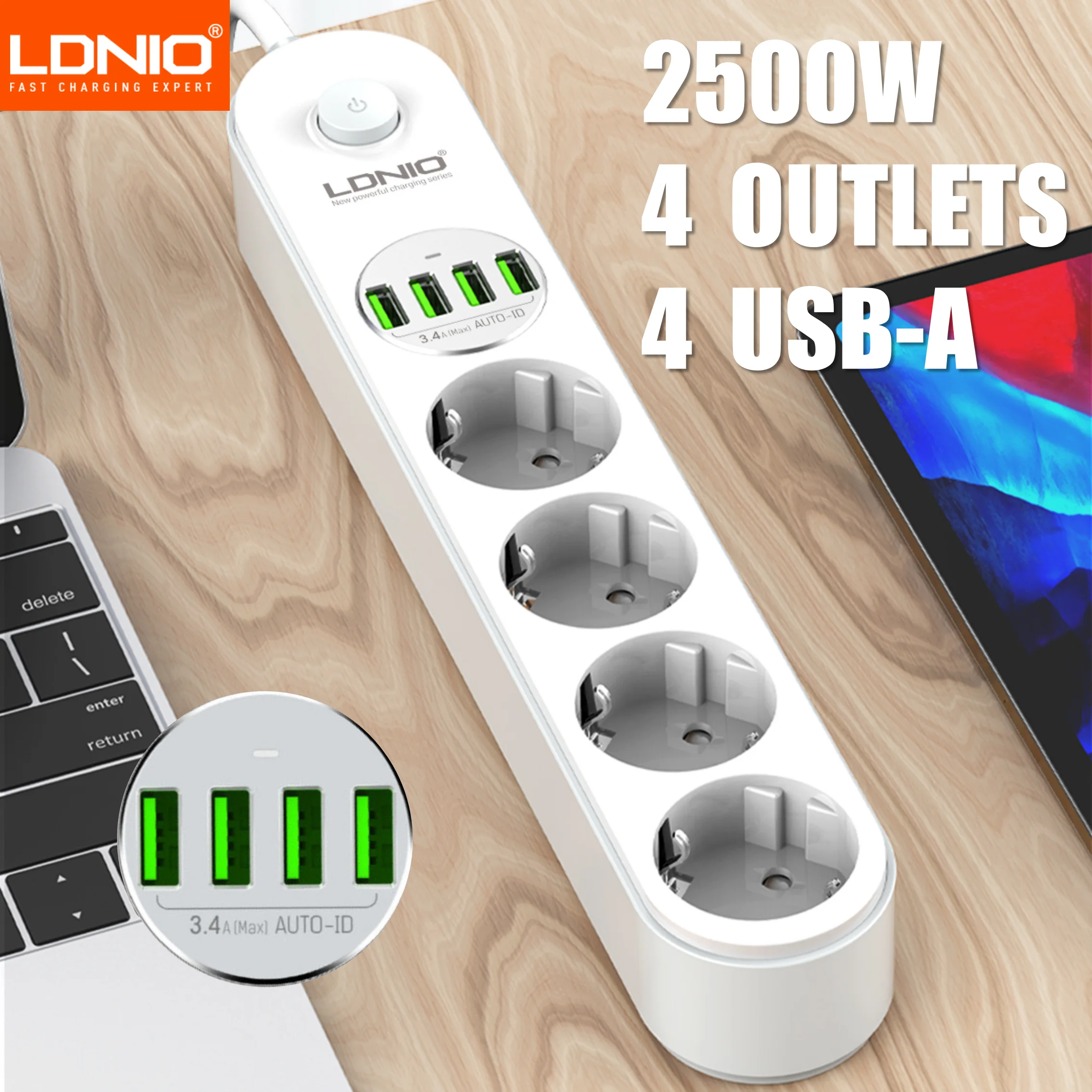 LDNIO EU Extension Socket Power Strip with 4 Socket Outlets 4 USB Ports Smart Home Control 2m Power Cord SE4432
LDNIO EU Extension Socket Power Strip with 4 Socket Outlets 4 USB Ports Smart Home Control 2m Power Cord SE4432