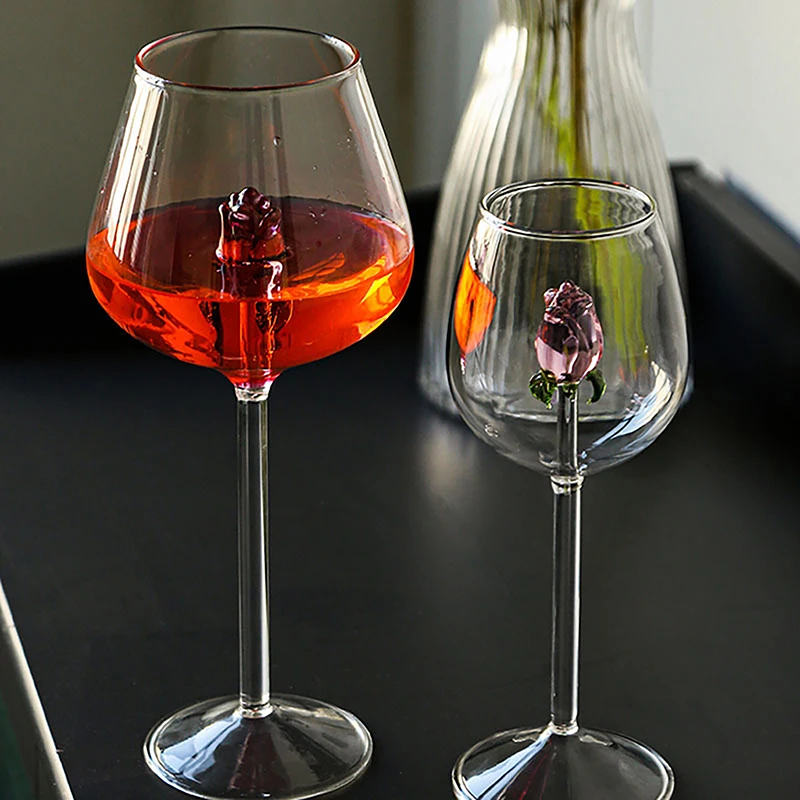 

1 шт. Креативные 3D розовые стеклянные розы, встроенные красные и белые бокалы для вина, бокалы, посуда, бокалы, бокалы для шампанского, бокалы, домашний прекрасный подарок