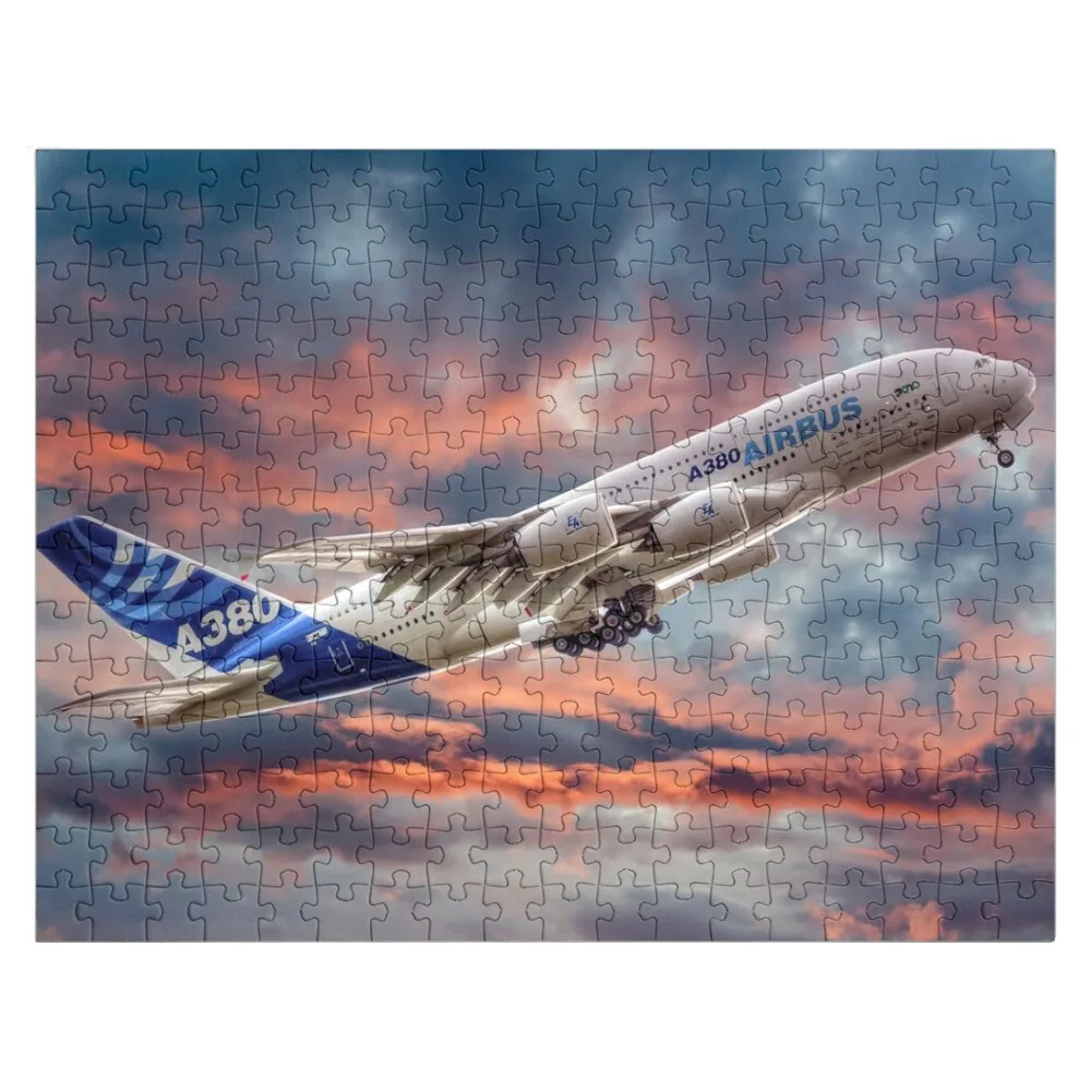 

Airbus A380 - Sunset Jigsaw Puzzle Custom Wooden Gift Personalized Wooden Name Puzzle