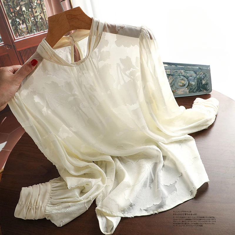 

Женские атласные рубашки с цветочным принтом, летняя Новинка 2023, свободные винтажные блузки, женская одежда с длинным рукавом, шелковые женские топы YCMYUNYAN