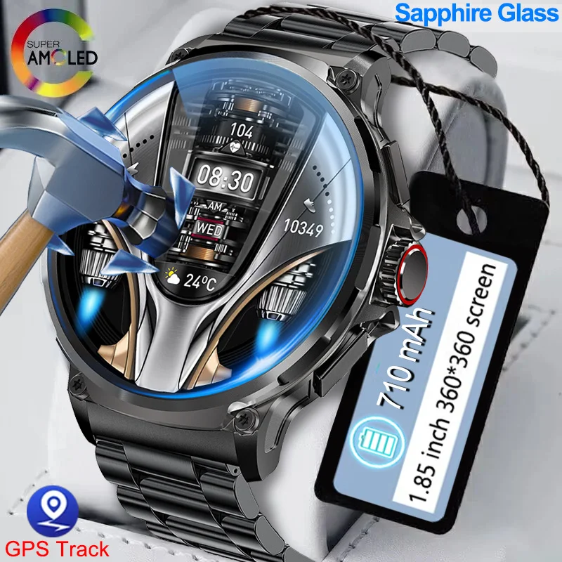 

2024 New GPS Track Smart Watch Men 1.85-Inch Ultra HD AMOLED Screen 710 Mah Battery Bluetooth Call SmartWatch For Huawei Xiaomi