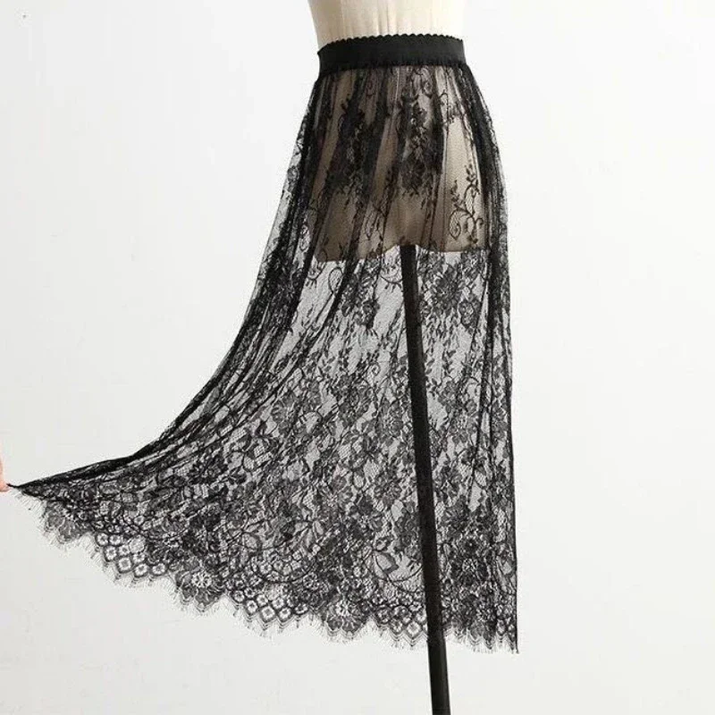 Transparent Sexy Lace Mesh Skirt Elastic High Waist Black White Tulle Mini Skirts Womens Skirt Korean Fashion
Transparent Sexy Lace Mesh Skirt Elastic High Waist Black White Tulle Mini Skirts Womens Skirt Korean Fashion
