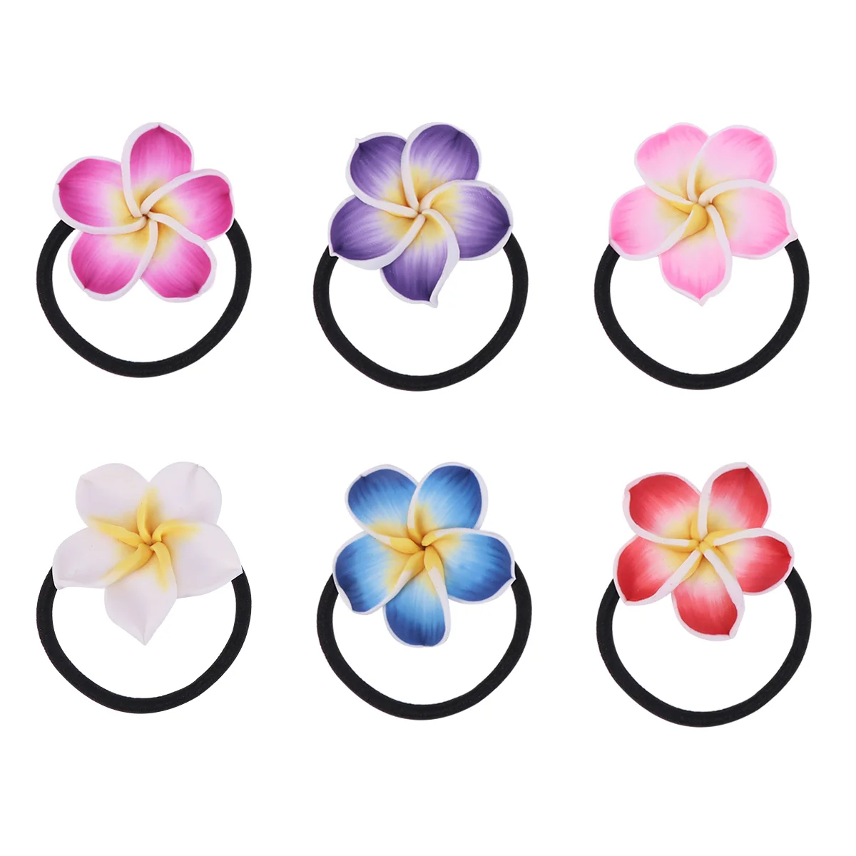 

Plumeria Hair Ties Hawaiian Elastic Hair Ring Luau Beach Ponytail Holder Flower Hair Bands Tropical Stretchy Hair Rope Teen