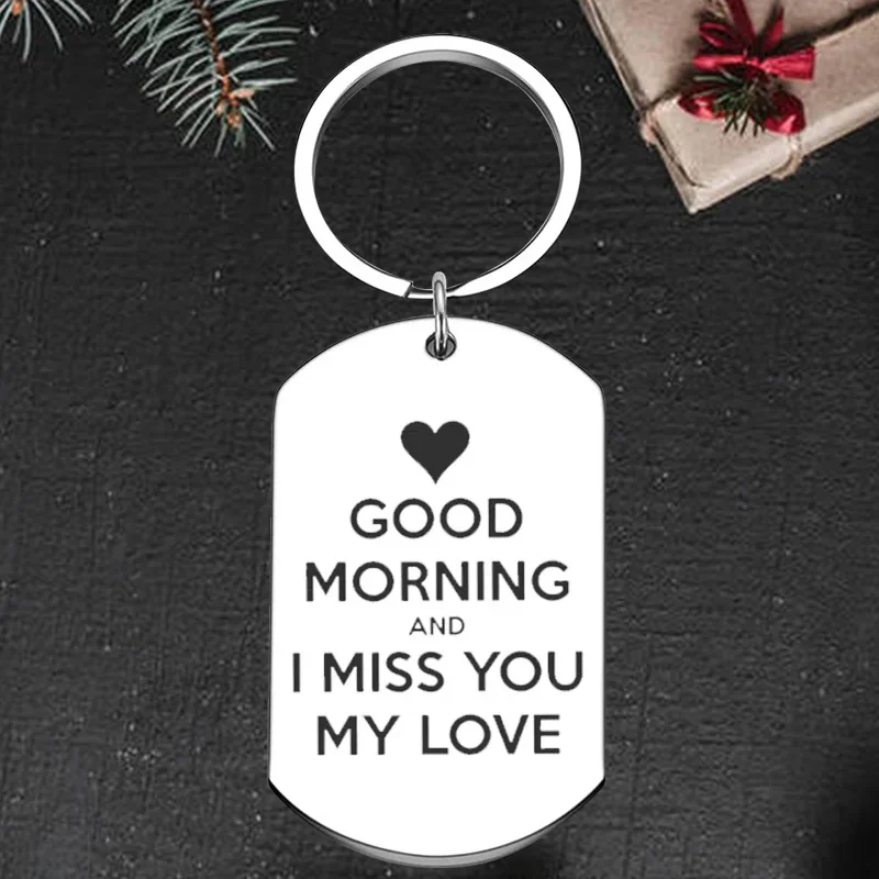 

Cute lovers Keychain Pendant couple Key Chains good morning and i miss you my love