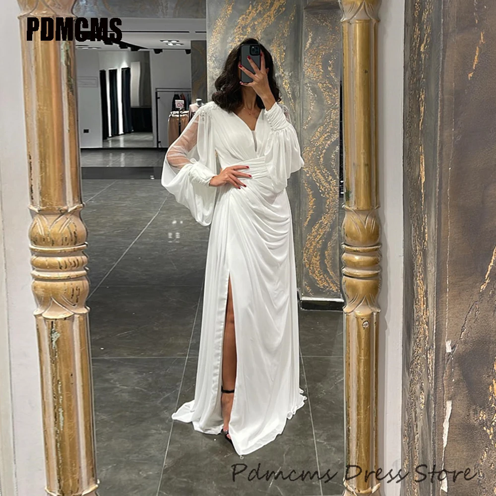 PDMCMS Chiffon V Neck Evening Dresses Long Sleeves Dubai Prom Gowns Leg Slit Party Dress Custom Size Special Occasions Dress 
PDMCMS Chiffon V Neck Evening Dresses Long Sleeves Dubai Prom Gowns Leg Slit Party Dress Custom Size Special Occasions Dress