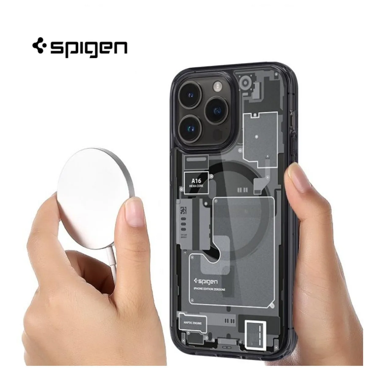 

Spigen Ultra Hybrid Zero One Magsafe Technological Appearance Cases For Apple iPhone 12 13 14 Pro Max 15 Pro Max Series