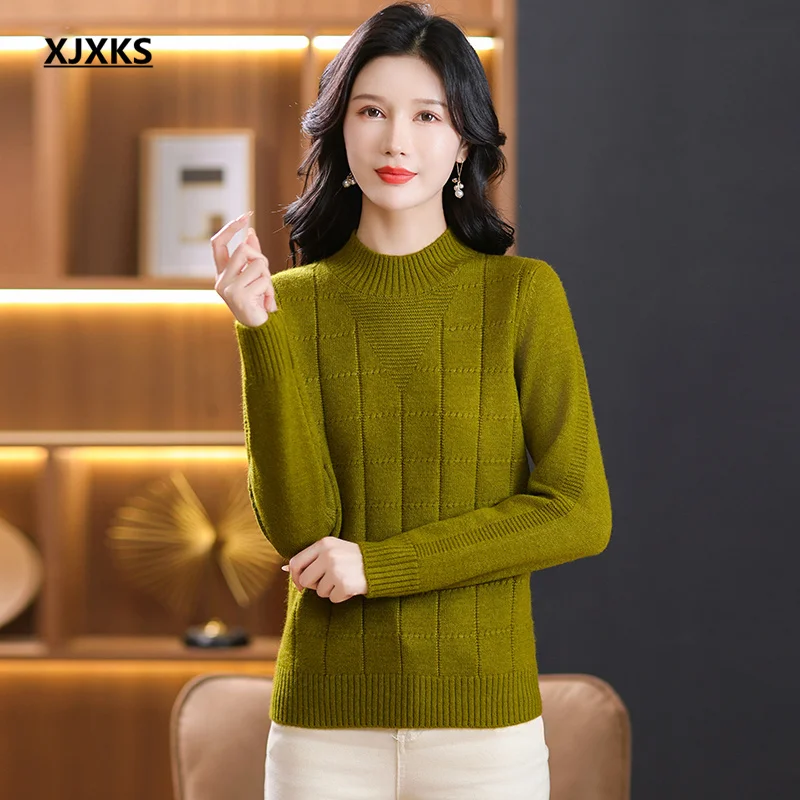 XJXKS 2024 Winter New Thickened Warm Wool Knit Pullover Women's High Neck Jumper High End Wool Knitwears Tops
XJXKS 2024 Winter New Thickened Warm Wool Knit Pullover Women's High Neck Jumper High End Wool Knitwears Tops