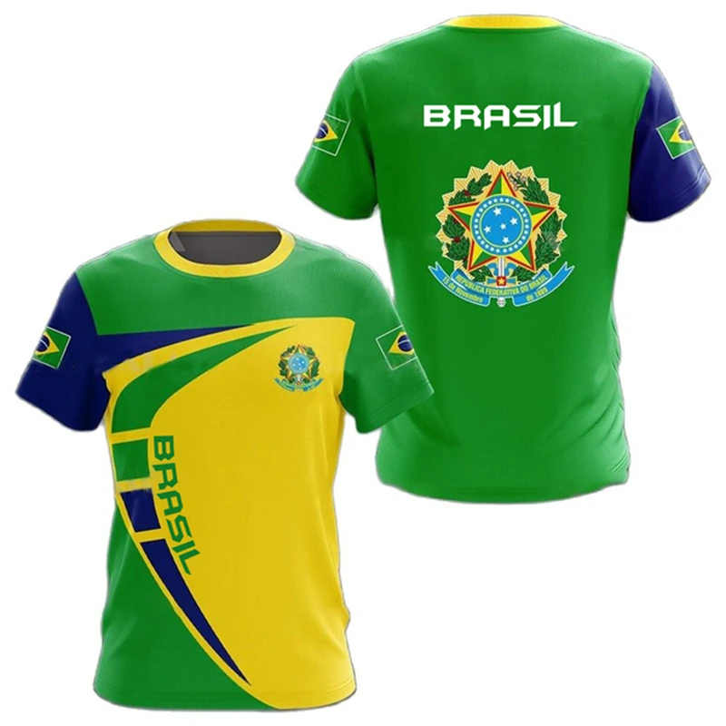 

Five Star Brazil 3D Printed Men's T Shirt Team UniformOversized Tough Streetwear Comfortable Short Sleeve Football Fans Tee Tops