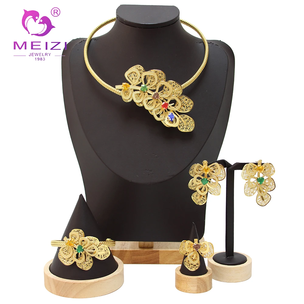 MEIZI Jewelry High Quality Gold Plated 18k Woman Jewelry Set For African Necklace Earring Bracelet Ring Wedding Party Jewelry
MEIZI Jewelry High Quality Gold Plated 18k Woman Jewelry Set For African Necklace Earring Bracelet Ring Wedding Party Jewelry