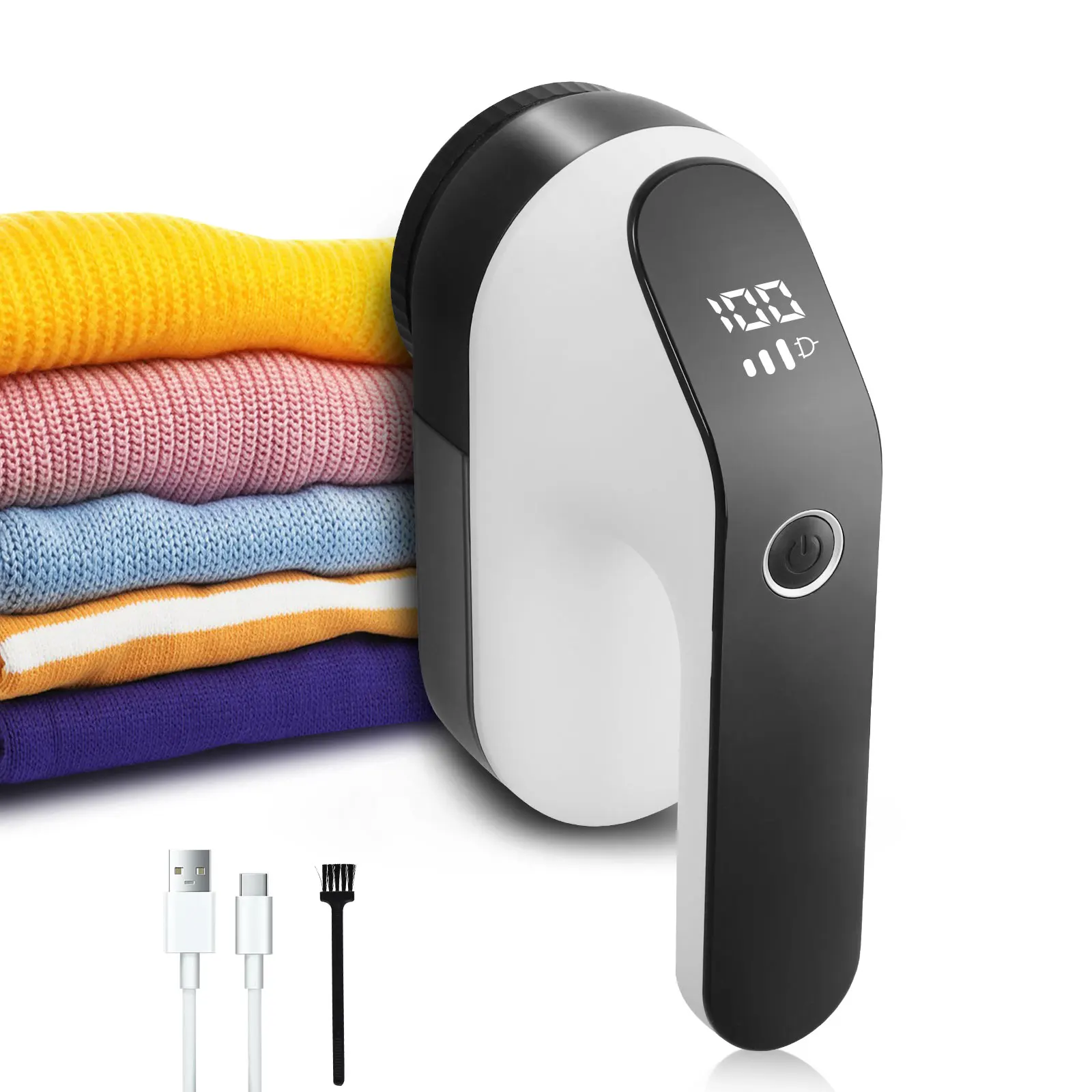 Перезаряжаемая ткань, устройство для удаления катышков с умным светодиодным дисплеем и 3 скоростями, устройство для удаления катышков