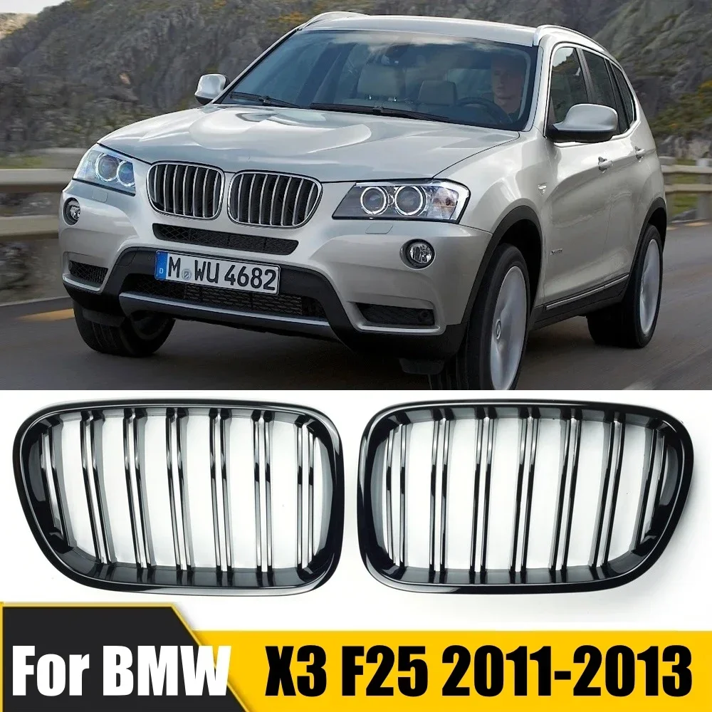 

1Pair Racing Grill Gloss Black Car Front Bumper Grilles For BMW X3 F25 2011-2013 Kidney Grille New Accessories Replacement