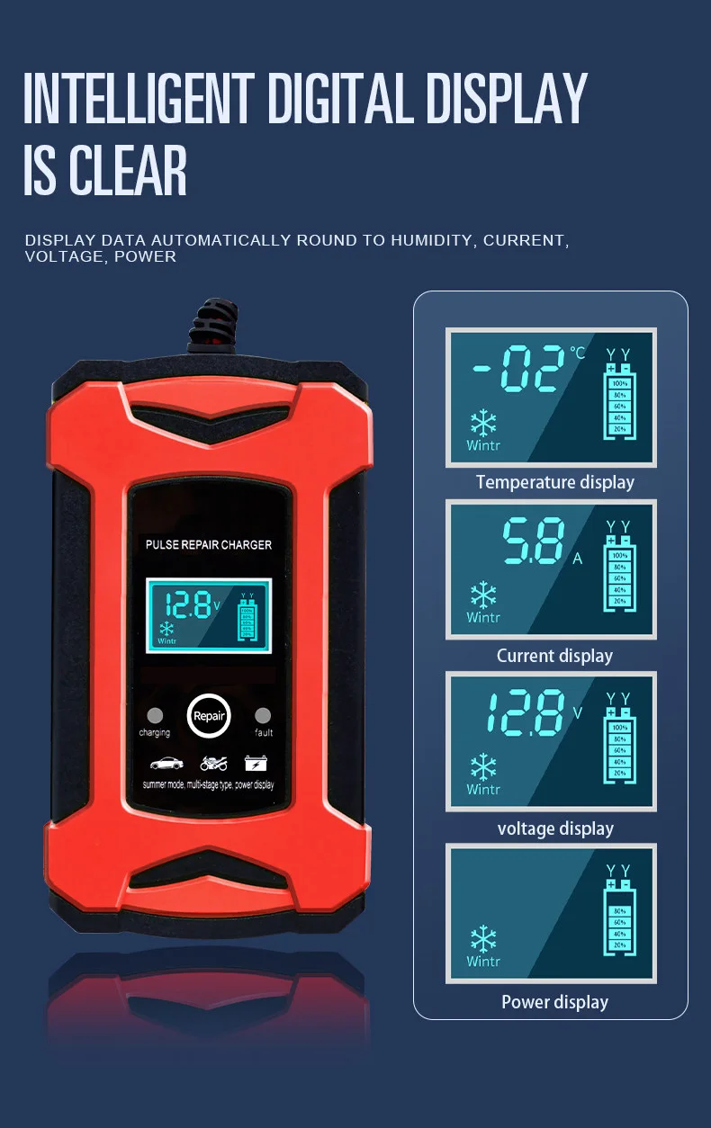 Generic 6A 12V Dial Car Battery Charger Full Automatic Car Battery