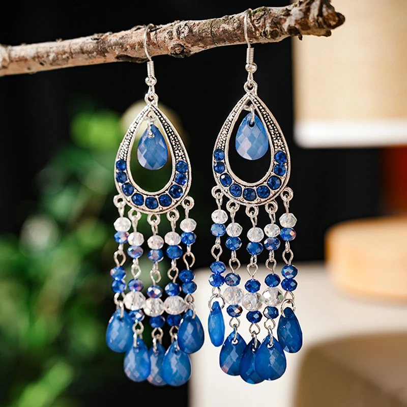 Vintage Temperament Purple Crystal Water Drop Earrings for Women Ethnic Long Handmade Dangle Earring Female Jewelry 7 Mallzona Sa5ad5d1155204b1aa7452b79a40381abE Vintage Temperament Purple Crystal Water Drop Earrings for Women Ethnic Long Handmade Dangle Earring Female Jewelry Mallzona