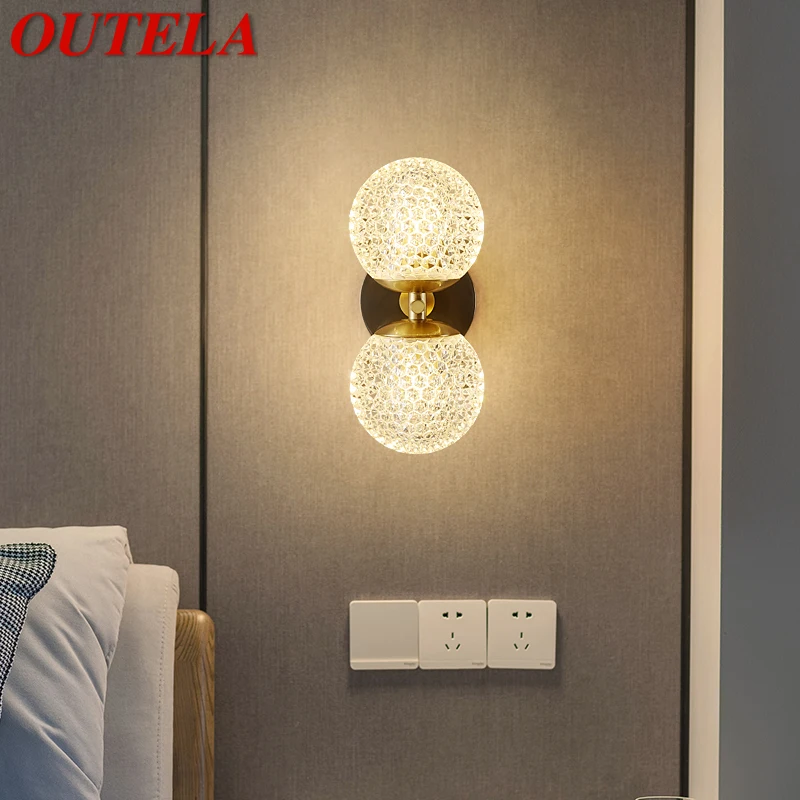 

OUTELA Contemporary Interior Brass Wall Lamp LED Copper Sconce Light Simple Art Decor for Modern Home Live Room Bedroom