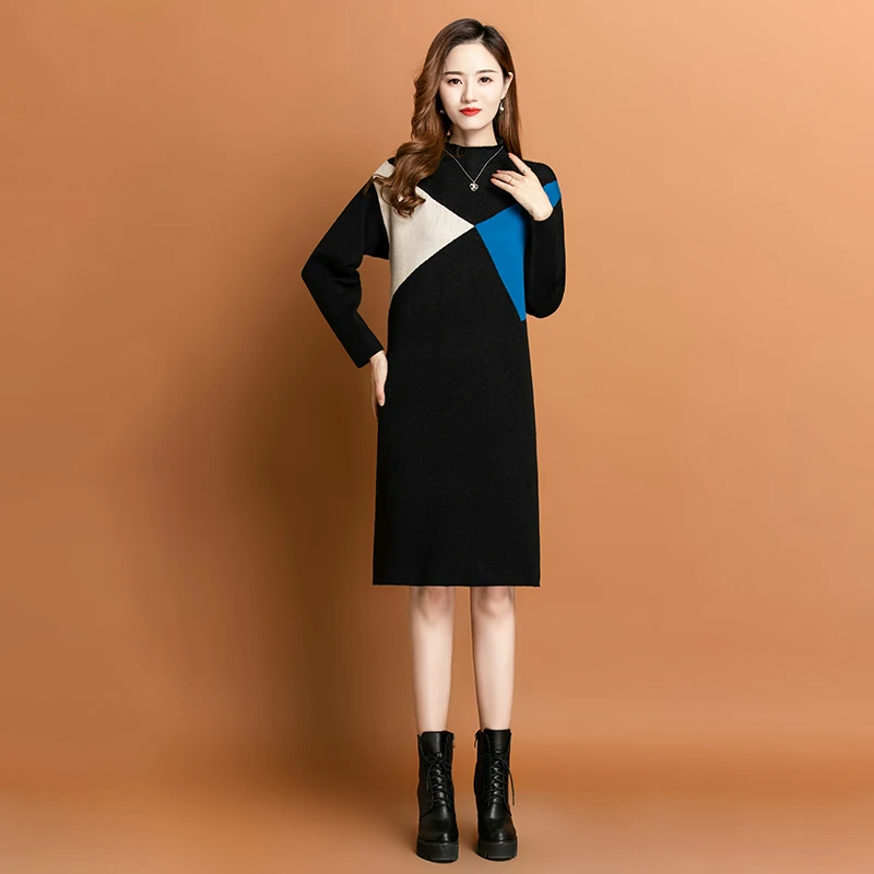 Autumn and Winter Half High Neck Knitted Sweater Dress For Women 2023 New Fashion Retro Long Sleeve Loose Fit Casual Vestidos
Autumn and Winter Half High Neck Knitted Sweater Dress For Women 2023 New Fashion Retro Long Sleeve Loose Fit Casual Vestidos