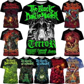 Desfrute de Estilo e Conforto Máximos com a Nova Camiseta Masculina de 2024 9 The Black Dahlia Murder Band 3D Printed T-shirt Fashion Men and Women Horror Cool Personality Round Neck Short-sleeved S-6XL