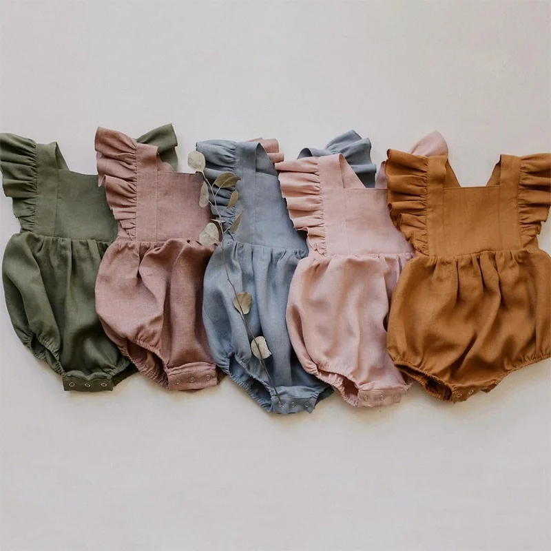 Linen Cotton Rompers Baby Girls Kids Photography Props Summer Ruffles Sleeveless Strap Newborn Infant Romper Children's Clothes
Linen Cotton Rompers Baby Girls Kids Photography Props Summer Ruffles Sleeveless Strap Newborn Infant Romper Children's Clothes