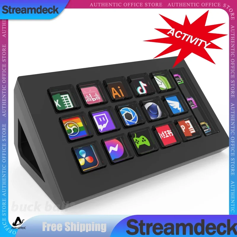 

StreamDeck Visual Keyboard LCD Button 15 Keys Live Content Creation Controller Custom Button For Windows/MacOS/Android/iOS Gifts