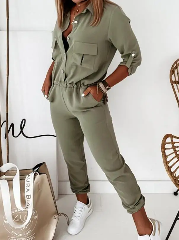 Jumpsuit Women Summer 2023 Summer Fashion Casual Pocket Button Design Long Sleeve Sporty Street Jumpsuit Streetwear Overalls 
Jumpsuit Women Summer 2023 Summer Fashion Casual Pocket Button Design Long Sleeve Sporty Street Jumpsuit Streetwear Overalls