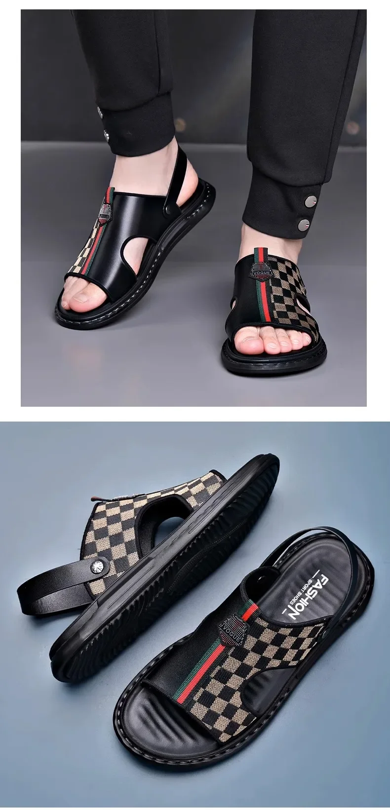 Men's Casual Soft Bottom Sandals 2023 Summer New Style Two-Use Genuine Leather Breathable Anti-Slip Outer Wear Trendy Men's Casual Soft Bottom Sandals 2023 Summer New Style Two-Use Genuine Leather Breathable Anti-Slip Outer Wear Trendy