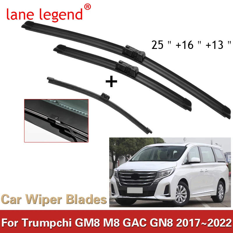 

For Trumpchi GM8 M8 GAC GN8 2017~2022 Car Wiper Blade Accessories Front Rear Windscreen Rubber Brushes Cutter Strip Cleaning