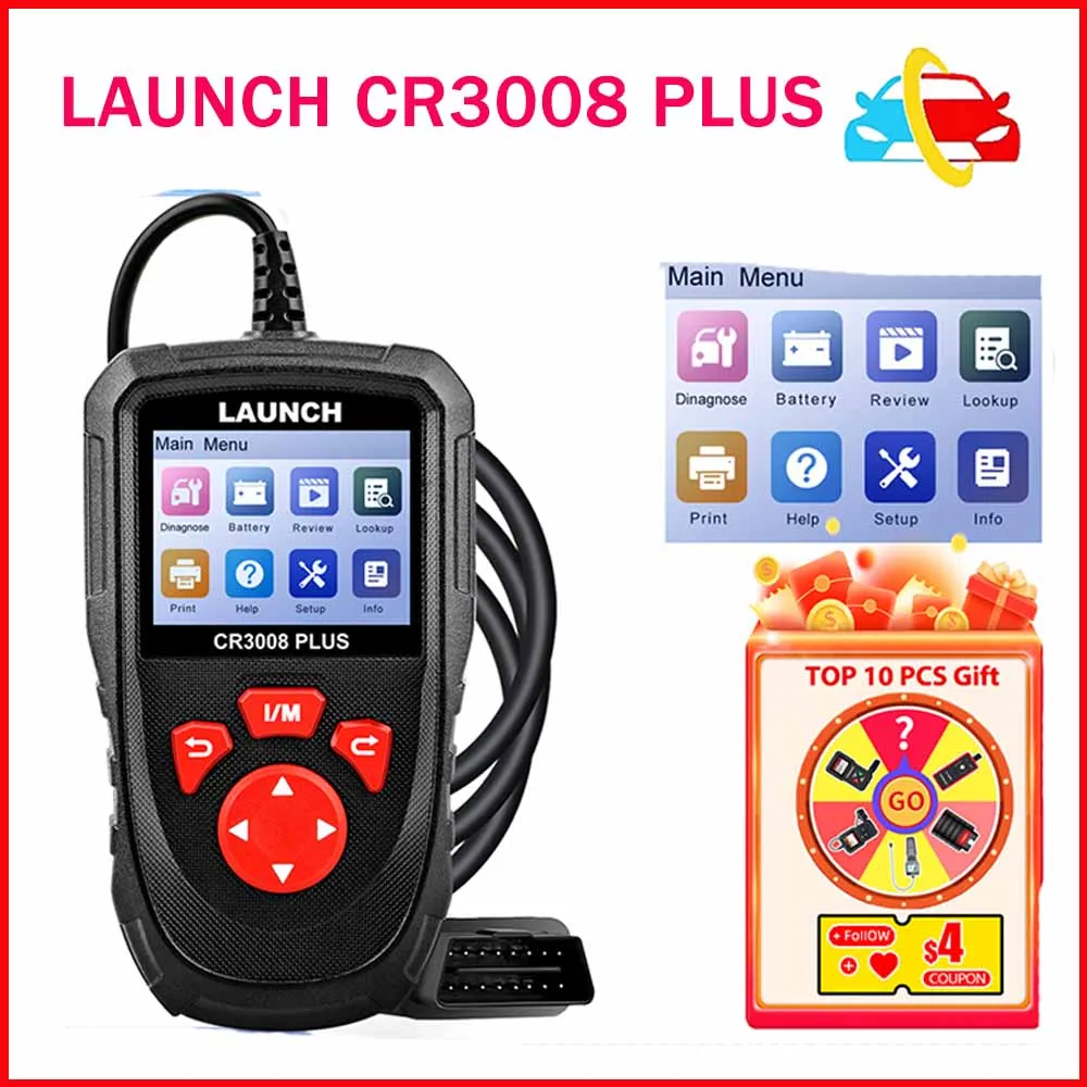 

LAUNCH X431 CR3008 PLUS Full OBD2 Diagnostic Tools Car OBD OBD2 Automotive Scanner Check Engine Battery Free Update Online