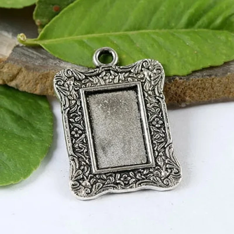 

10pcs Tibetan silver floral rim cabochon picture frame h1114