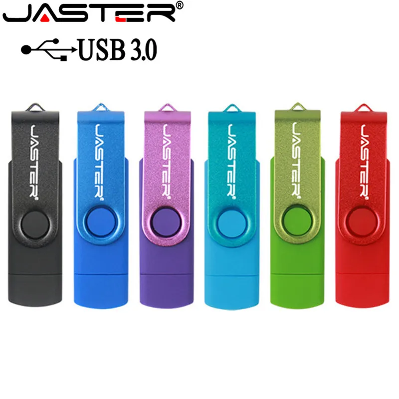 

JASTER 2 in 1 USB 3.0 Flash Drive 128GB OTG Pen Drive 64GB Rotatable Memory Stick 32GB Free Custom Logo Pendrive 16GB U Disk 8GB