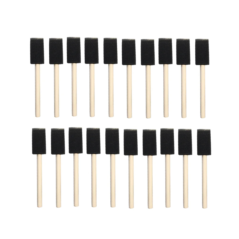 Набор кистей для рисования с губкой, 1 дюйм, деревянная ручка, легкие и прочные кисточки для акрила, 24 шт.