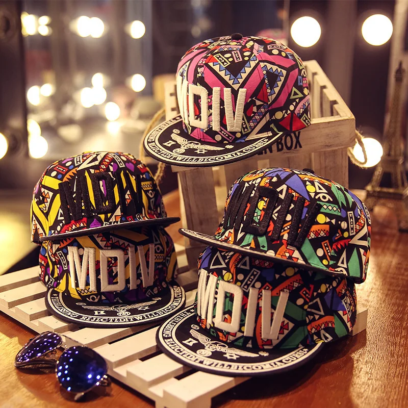 

Fashion MDIV Letter Embroidery Hip Hop Caps Totem Flat Edge Baseball Caps for Women Sunvisor Hat Snapback Hats Rap Cap for Men