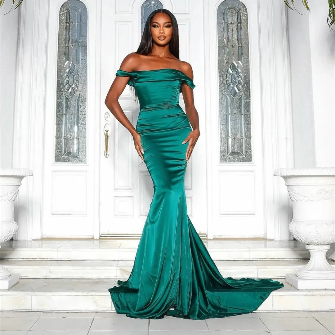 Simple Elegant Mermaid Evening Dresses Woman's Off The Shoulder Long Train Satin Prom Gowns Formal Celebrity Party 2024 Vestidos
Simple Elegant Mermaid Evening Dresses Woman's Off The Shoulder Long Train Satin Prom Gowns Formal Celebrity Party 2024 Vestidos