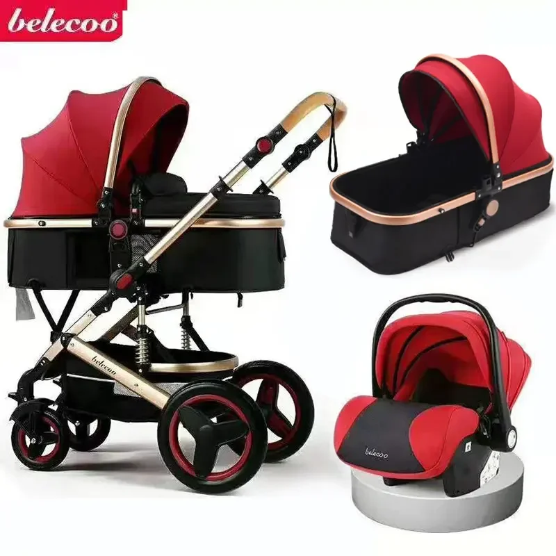 

2024Luxurious Baby Stroller 3 In 1 Portable Travel Carriage Folding Prams Aluminum Frame High Landscape Car for Newborn Buggy