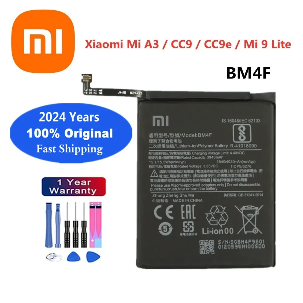 

2024 Years BM4F Xiao mi 100% Original Battery For Xiaomi Mi A3 CC9 CC9e / Mi 9 Lite Mi9 Lite High Quality Phone Batteries +Tools