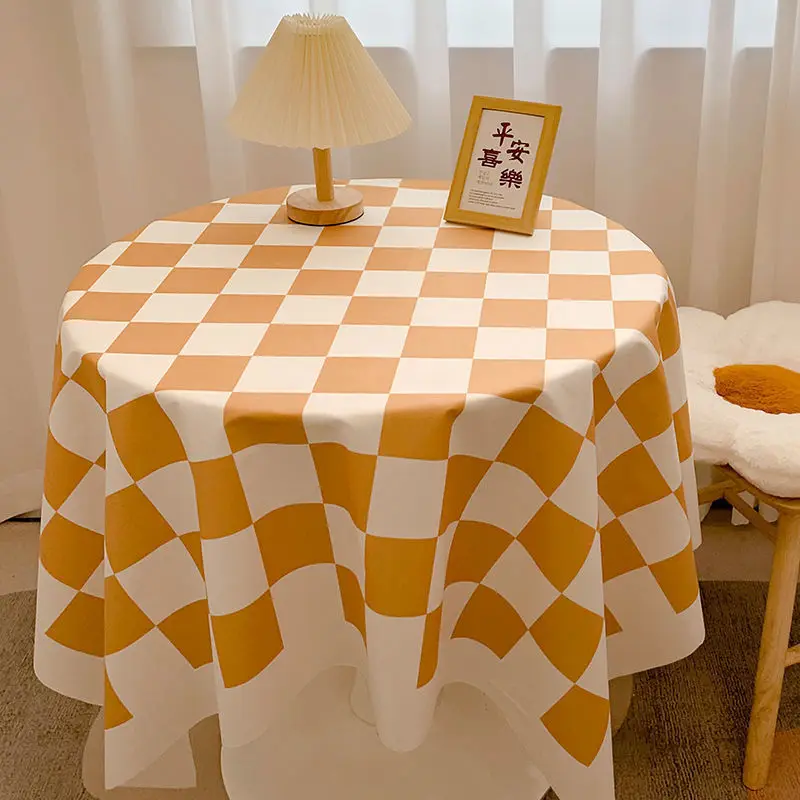 

INS Checkerboard Plaid Tablecloth Home Dining Table Cloth Cafe Restaurant Round Rectangle Table Cover Background Cloth Desk Mat