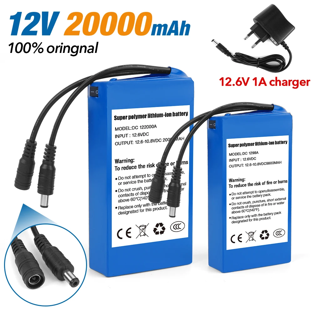 12v lithium battery DC rechargeable High Capacity Lithium Battery Pack with EU Plug
12v lithium battery DC rechargeable High Capacity Lithium Battery Pack with EU Plug