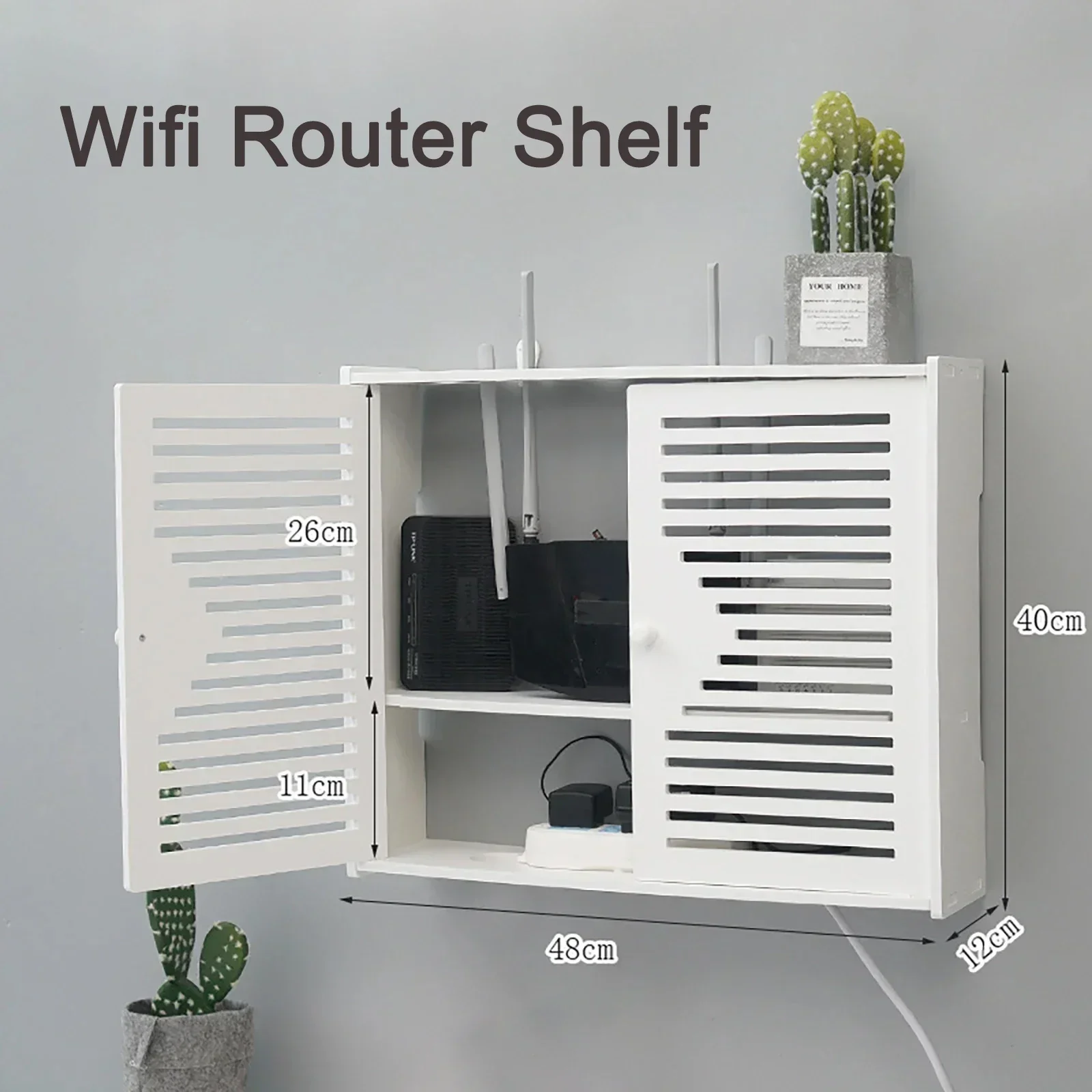 

TV Router Living Punch-free Wall Shelf Hanging Wireless Box Set-top Wifi Layers Room Rack Storage Double
