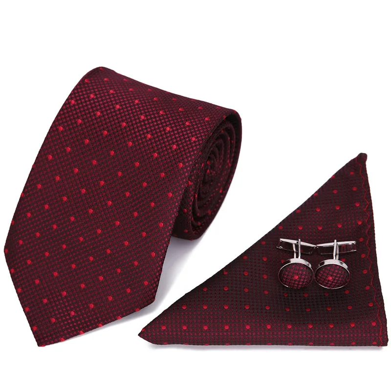 

HUISHI 7.5cm Tie Set For Men Luxurious Checkered Stripe Square Towel Cufflinks Dot Necktie Groom Wedding Accessories Gifts Suit