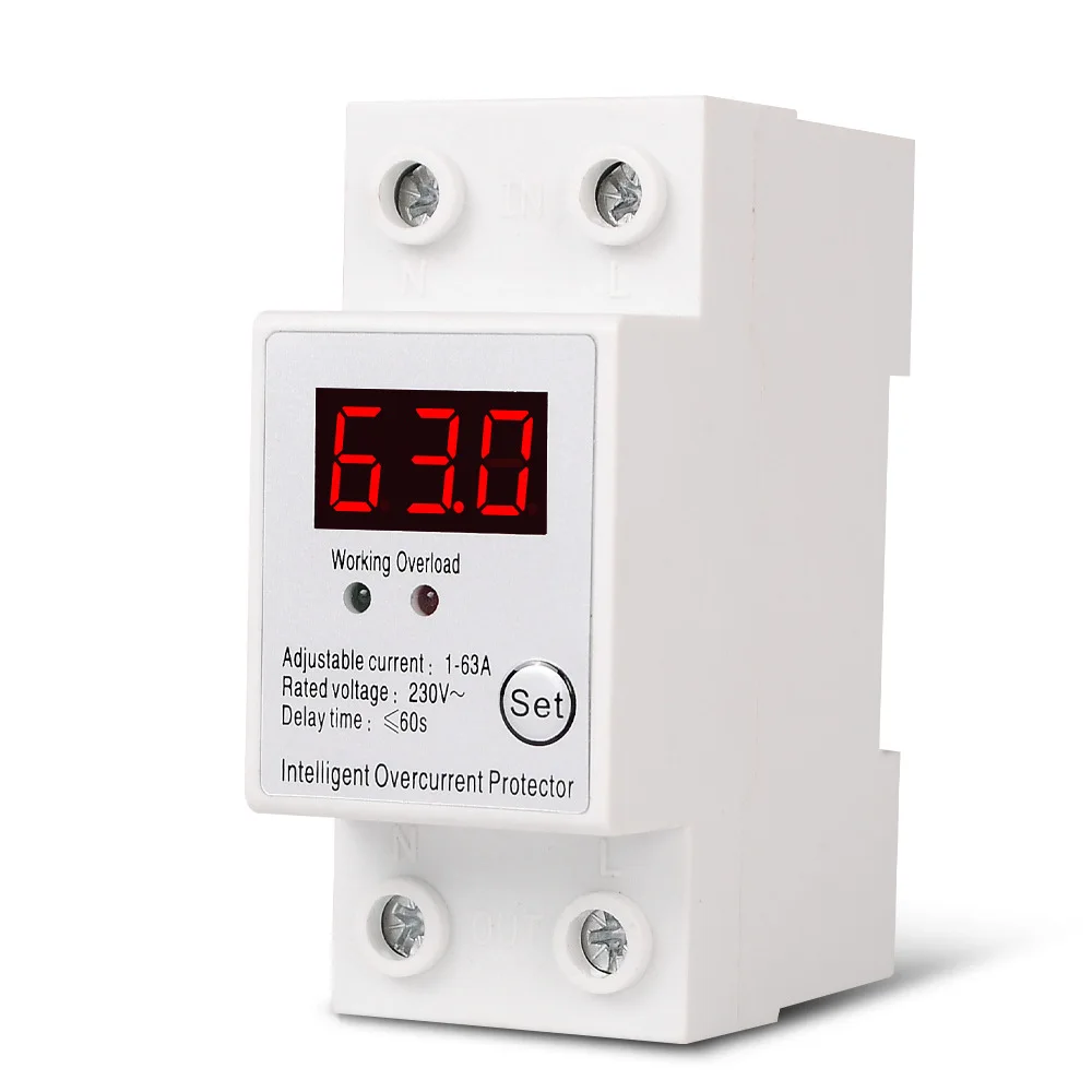 30A/63A Single Phase Adjustable Current Protector Intelligent Auto Recovery Overcurrent Protection Device LED Display Amp Meter
30A/63A Single Phase Adjustable Current Protector Intelligent Auto Recovery Overcurrent Protection Device LED Display Amp Meter