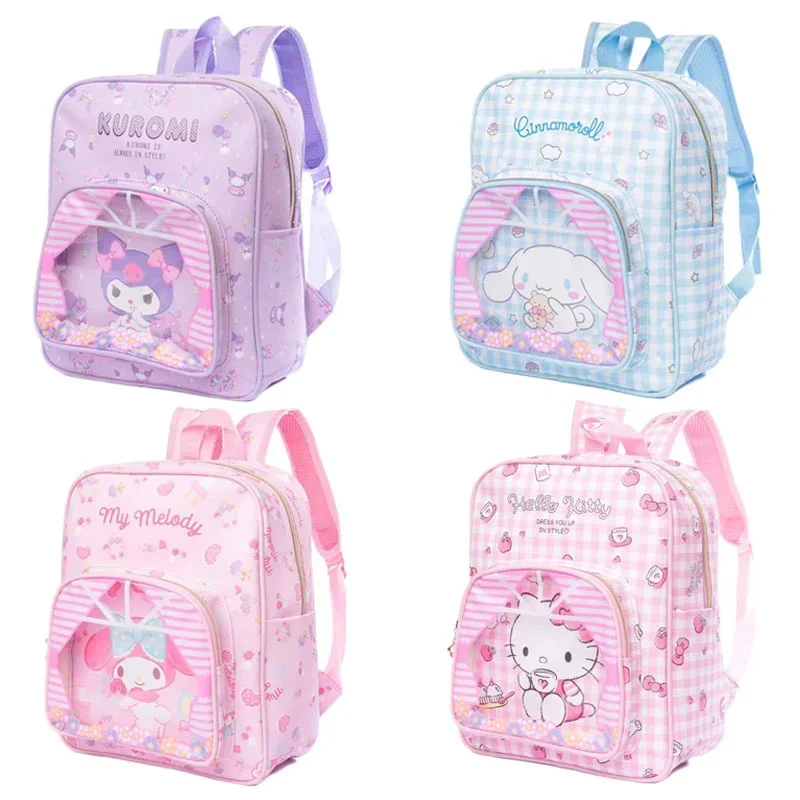 

Sanrioed My Melody Cinnamoroll Hellokittys Kuromi PU Рюкзак Kawaii большой емкости аниме сумка для хранения милый школьный портфель