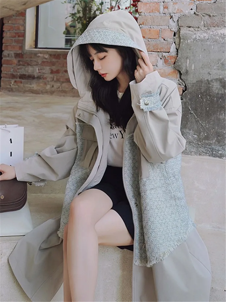 2022 Autumn New Vintage Elegant Spliced Plaid Hooded Long Trench Coat Jacket Women Spliced Plaid Loose Casual Windbreaker C112
2022 Autumn New Vintage Elegant Spliced Plaid Hooded Long Trench Coat Jacket Women Spliced Plaid Loose Casual Windbreaker C112