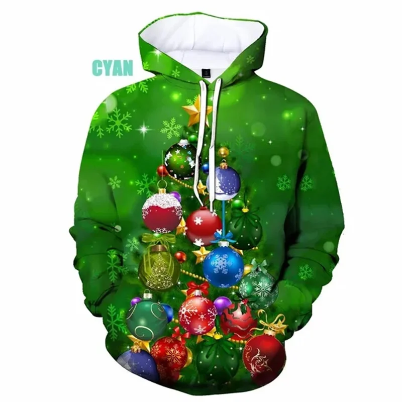 

3D Santa Claus Printing Hoodies Merry Christmas Tree Xmas Snowman Graphic Pullovers Fashion Kids Gifts Hoodie Women Sweatshirts