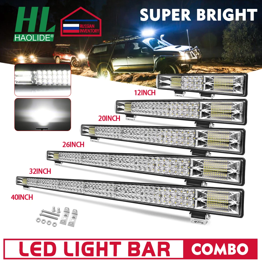 

3 Rows 12/20inch LED Bar Work Light Super Bright 12V 24V Offroad Spot Flood Combo LED Bar Work Light for UTV 4x4 Truck Boat SUV