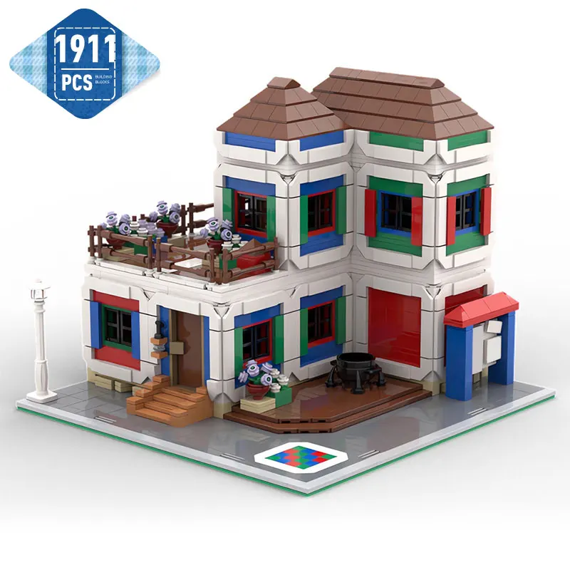 

MOC Architecture Zeldaed Tarrey Town Inspired Modular Model Building Blocks Game Village House MOC-75865 Bricks Toys Kid Gifts